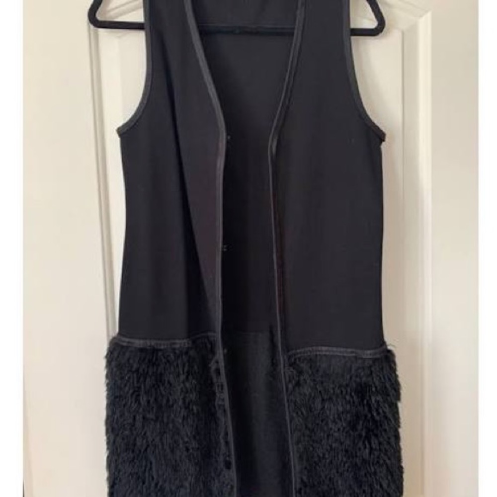 NWT Max Studio Fur & Leather Lined Vest
